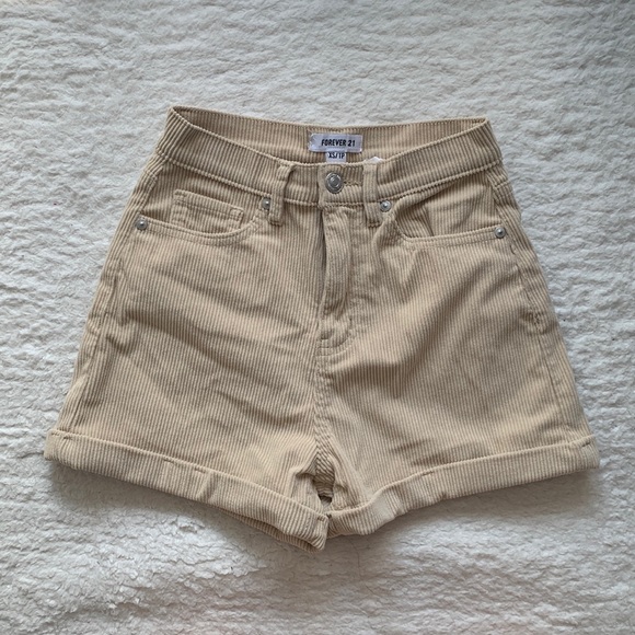 FOREVER 21 beige corduroy high waisted shorts - Picture 1 of 3